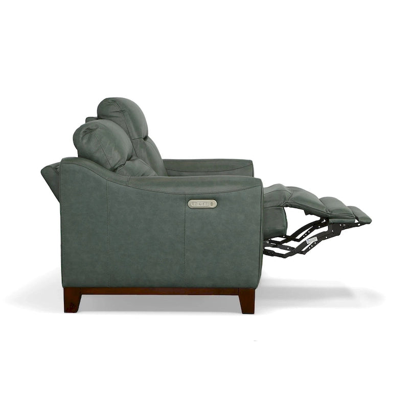 Forte 57 Genuine Leather Round Arm Reclining Loveseat