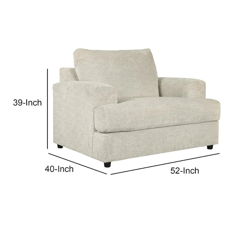 Fabric Upholstered Chair and a Half with T Cushioned Seat, Light Gray