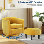 360 Swivel Accent Chair with Ottoman, Barrel Chair with Upholstered