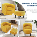 360 Swivel Accent Chair with Ottoman, Barrel Chair with Upholstered