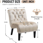 Velvet Armless Accent Chair, Button Tufted Slipper Chair, Side Chair, Lounge Chair