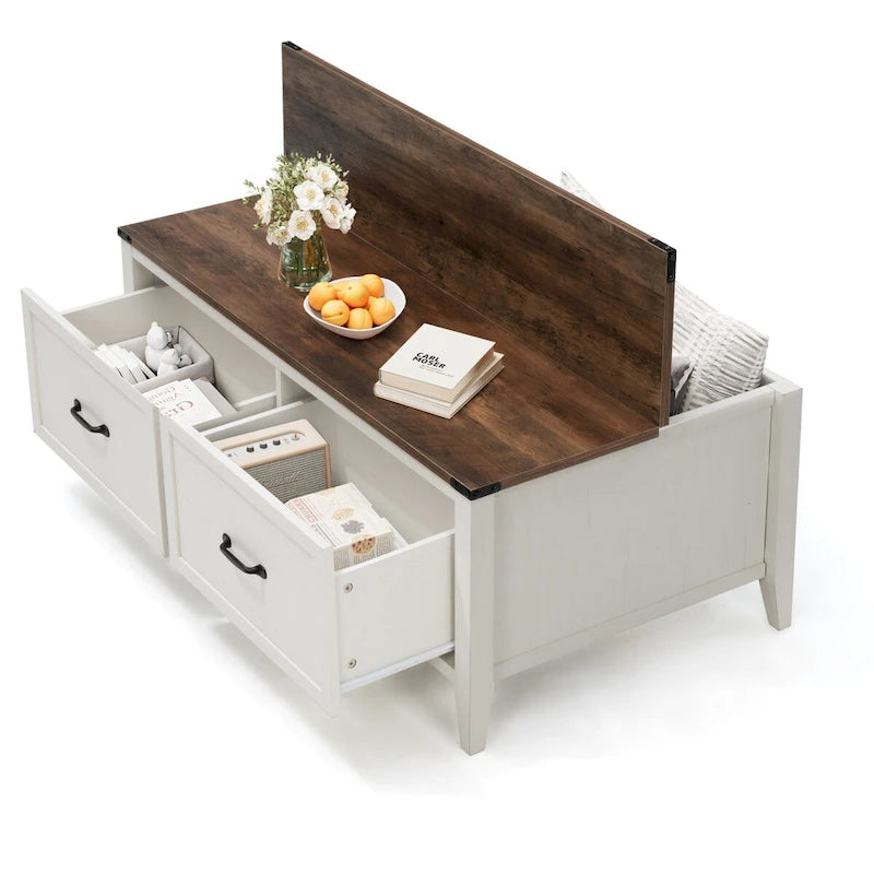 Pellebant Farmhouse Coffee Table with Hidden Storage Compartment