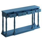 Retro Senior Console Table for Hallway Living Room Bedroom with 4 Front Facing Storage Drawers and 1 Shelf