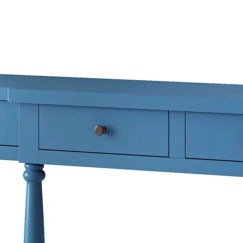 Retro Senior Console Table for Hallway Living Room Bedroom with 4 Front Facing Storage Drawers and 1 Shelf