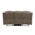 Bento 84 Inch Double Manual Recliner Sofa, Sandy Brown Polished Microfiber