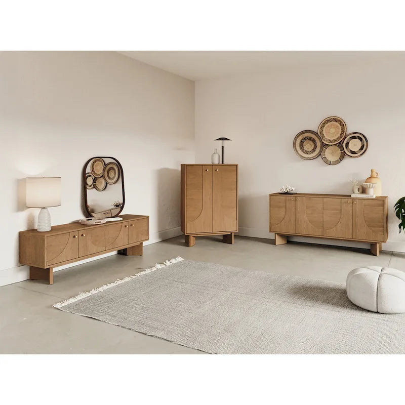 Studio London Oak Wood Zahra TV Stand for Wooden Entertainment Center