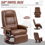 Leather Adjustable Swivel Lounge Chair with Footrest and Armrest