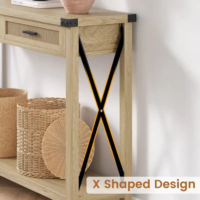 Entryway Table, Console Table Wood Sofa Table with Storage Drawers