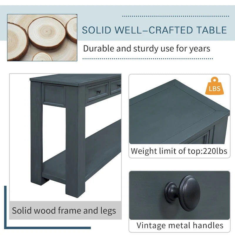 Console Table/Sofa Table with Storage Drawers and Bottom Shelf for Entryway Hallway