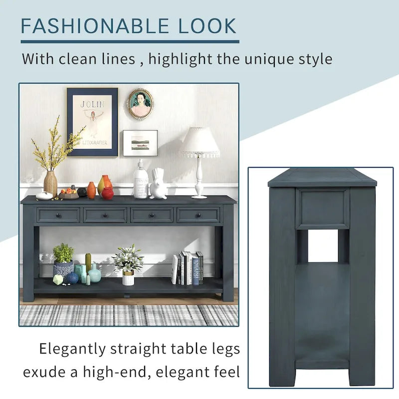 Console Table/Sofa Table with Storage Drawers and Bottom Shelf for Entryway Hallway