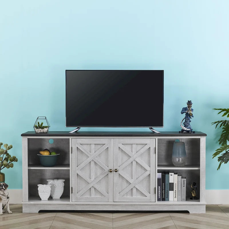 70-inch Extra-Wide Rustic TV Stand for 80 TVs - Natural Wood Finish