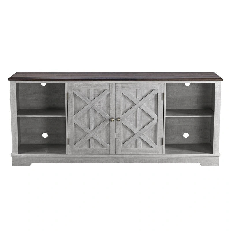 70-inch Extra-Wide Rustic TV Stand for 80 TVs - Natural Wood Finish