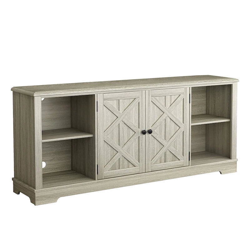 70-inch Extra-Wide Rustic TV Stand for 80 TVs - Natural Wood Finish