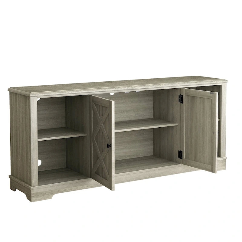 70-inch Extra-Wide Rustic TV Stand for 80 TVs - Natural Wood Finish