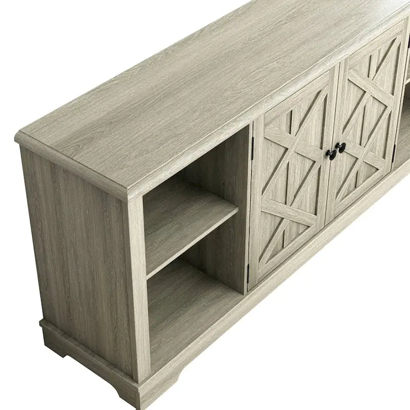 70-inch Extra-Wide Rustic TV Stand for 80 TVs - Natural Wood Finish