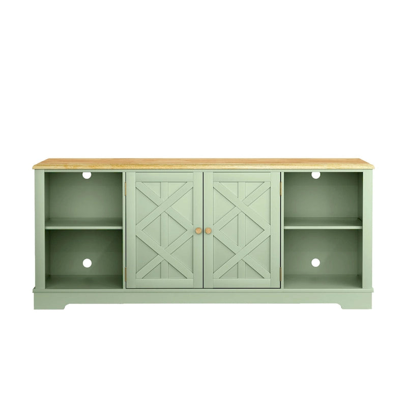 70-inch Extra-Wide Rustic TV Stand for 80 TVs - Natural Wood Finish