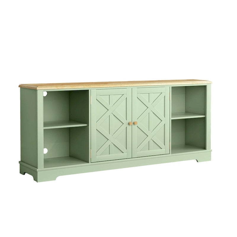 70-inch Extra-Wide Rustic TV Stand for 80 TVs - Natural Wood Finish