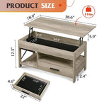 Coffee Table for Living Room with Storage - 18.9D x 38.58W x 17.83H