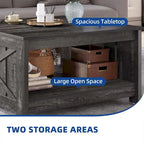 Moasis Farmhouse Coffee Table with Storage for Living Room Square Center Table