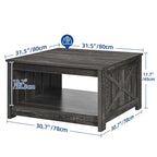 Moasis Farmhouse Coffee Table with Storage for Living Room Square Center Table