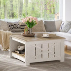 Moasis Farmhouse Coffee Table with Storage for Living Room Square Center Table