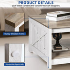 Moasis Farmhouse Coffee Table with Storage for Living Room Square Center Table