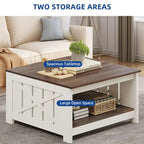 Moasis Farmhouse Coffee Table with Storage for Living Room Square Center Table