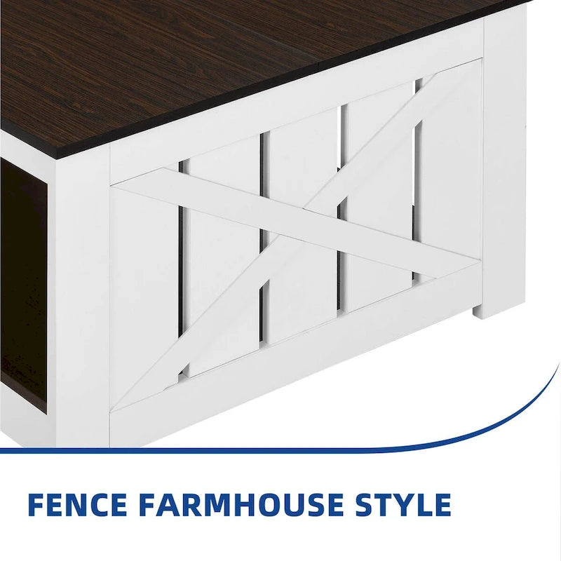 Moasis Farmhouse Coffee Table with Storage for Living Room Square Center Table