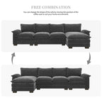 Harper&Bright Designs Modern L-shaped Chenille Cloud Sofa with Double Seat