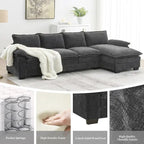 Harper&Bright Designs Modern L-shaped Chenille Cloud Sofa with Double Seat