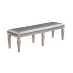 Scott 60 Inch Dining Bench, Sparkling Silver Gray Faux Leather, Wood Frame