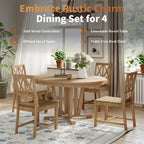 Extendable Dining Table Set Round Trestle Table and 4 Dining Chairs