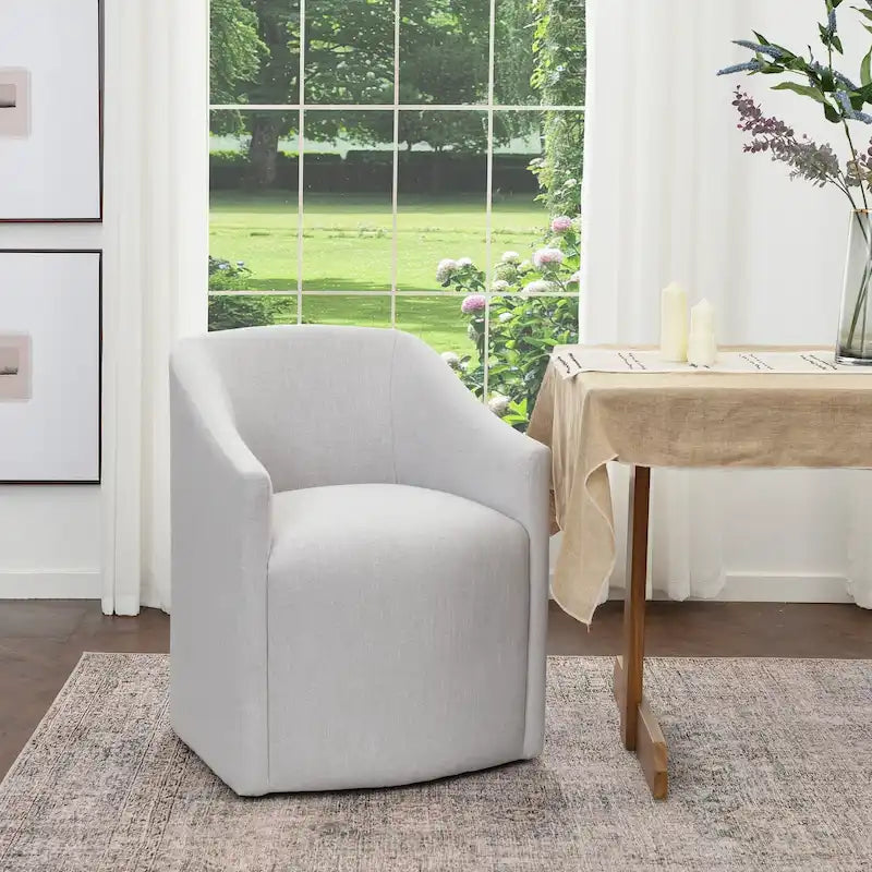 KINWELL 25 Performance Fabric Upholstered Rolling Dining Armchair