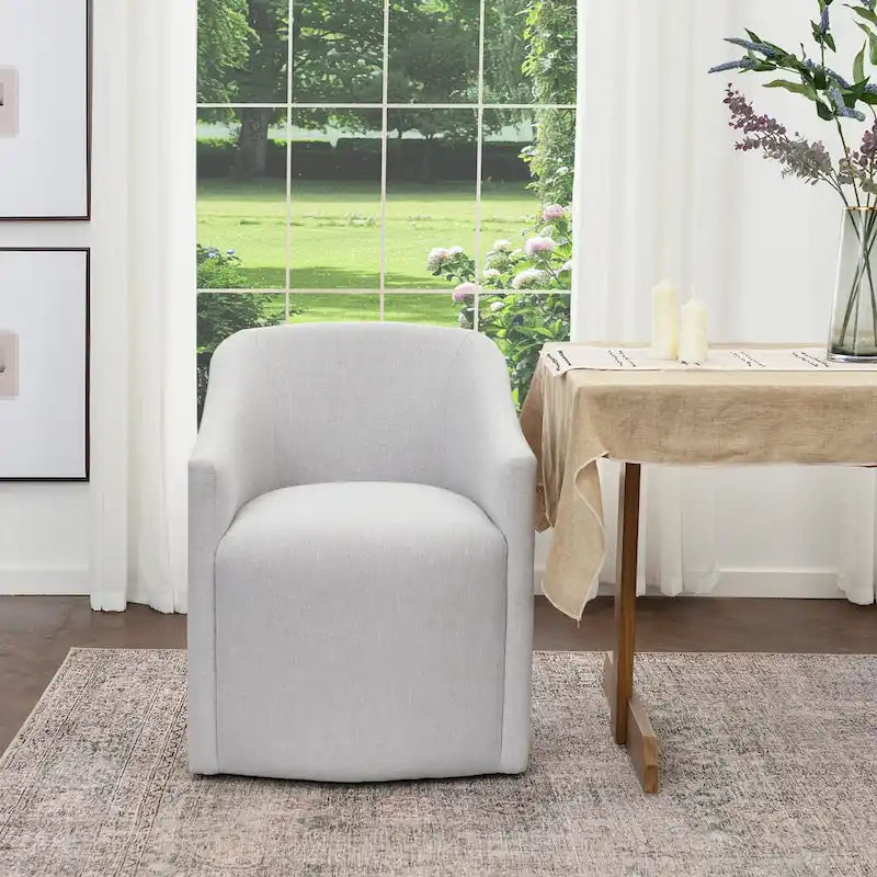 KINWELL 25 Performance Fabric Upholstered Rolling Dining Armchair