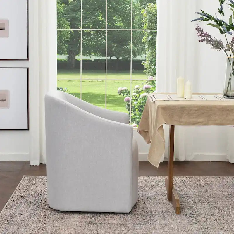 KINWELL 25 Performance Fabric Upholstered Rolling Dining Armchair