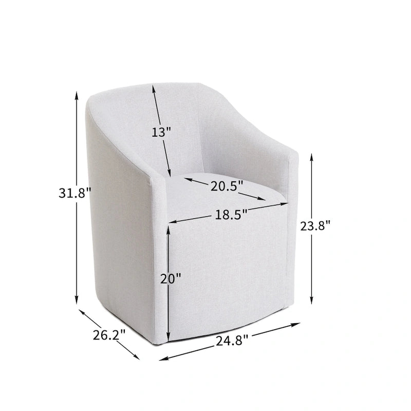 KINWELL 25 Performance Fabric Upholstered Rolling Dining Armchair