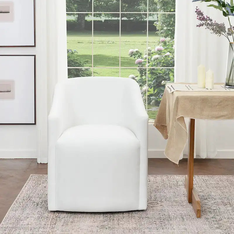KINWELL 25 Performance Fabric Upholstered Rolling Dining Armchair
