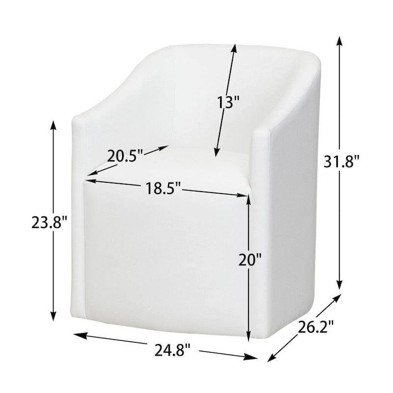KINWELL 25 Performance Fabric Upholstered Rolling Dining Armchair