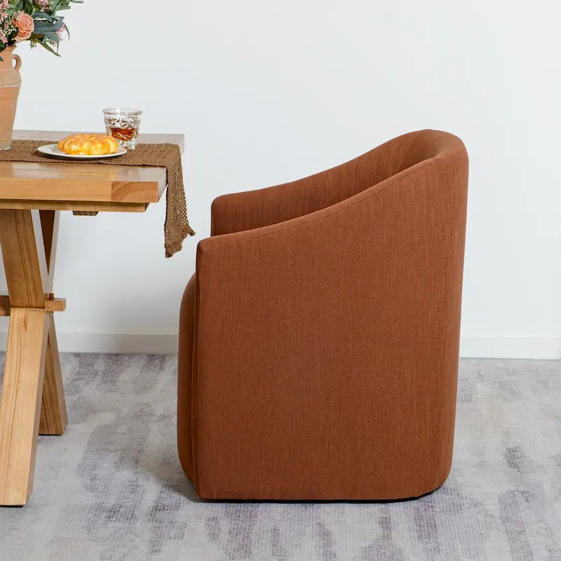 KINWELL 25 Performance Fabric Upholstered Rolling Dining Armchair