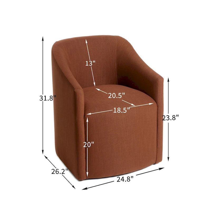 KINWELL 25 Performance Fabric Upholstered Rolling Dining Armchair