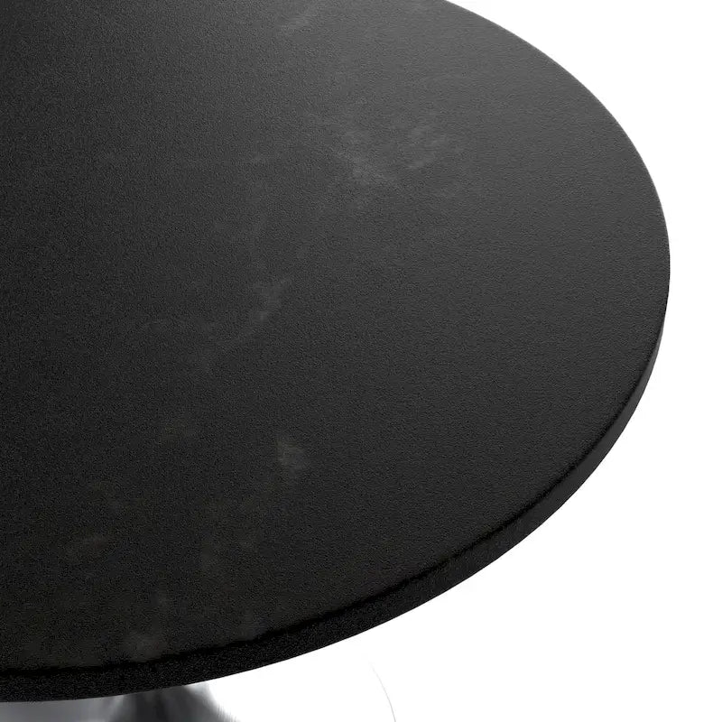 LeisureMod Verve 36 Round Dining Table with MDF Wood TableTop and Brushed Chrome Base for Kitchen & Dining Room