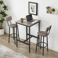 Eureka Industrial Bar Table Set, 3-Piece Dining Table and PU Upholstered Stools Set, Small Counter Height Pub Bistro Table Set