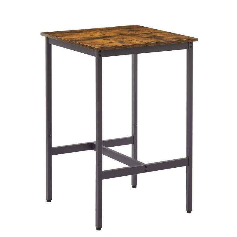 Eureka Industrial Bar Table Set, 3-Piece Dining Table and PU Upholstered Stools Set, Small Counter Height Pub Bistro Table Set