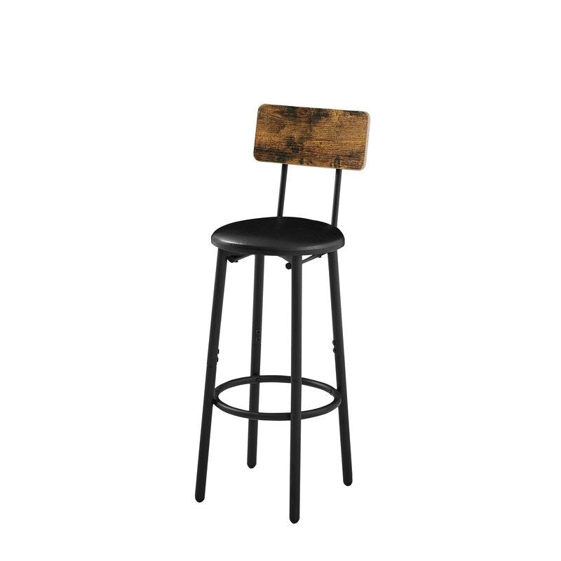 Eureka Industrial Bar Table Set, 3-Piece Dining Table and PU Upholstered Stools Set, Small Counter Height Pub Bistro Table Set