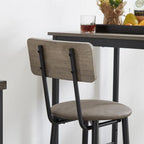Eureka Industrial Bar Table Set, 3-Piece Dining Table and PU Upholstered Stools Set, Small Counter Height Pub Bistro Table Set
