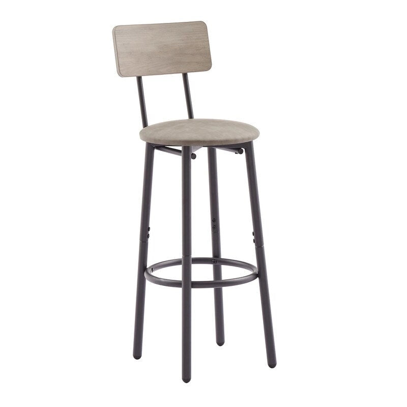 Eureka Industrial Bar Table Set, 3-Piece Dining Table and PU Upholstered Stools Set, Small Counter Height Pub Bistro Table Set