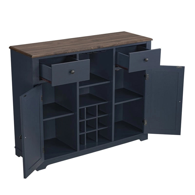 47 in. Modern X-Door Wine Cabinet w/ Built-in Wine Rack - 47 in Width