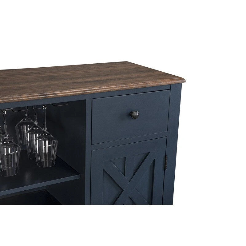 47 in. Modern X-Door Wine Cabinet w/ Built-in Wine Rack - 47 in Width