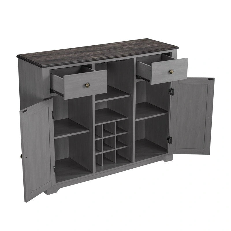 47 in. Modern X-Door Wine Cabinet w/ Built-in Wine Rack - 47 in Width