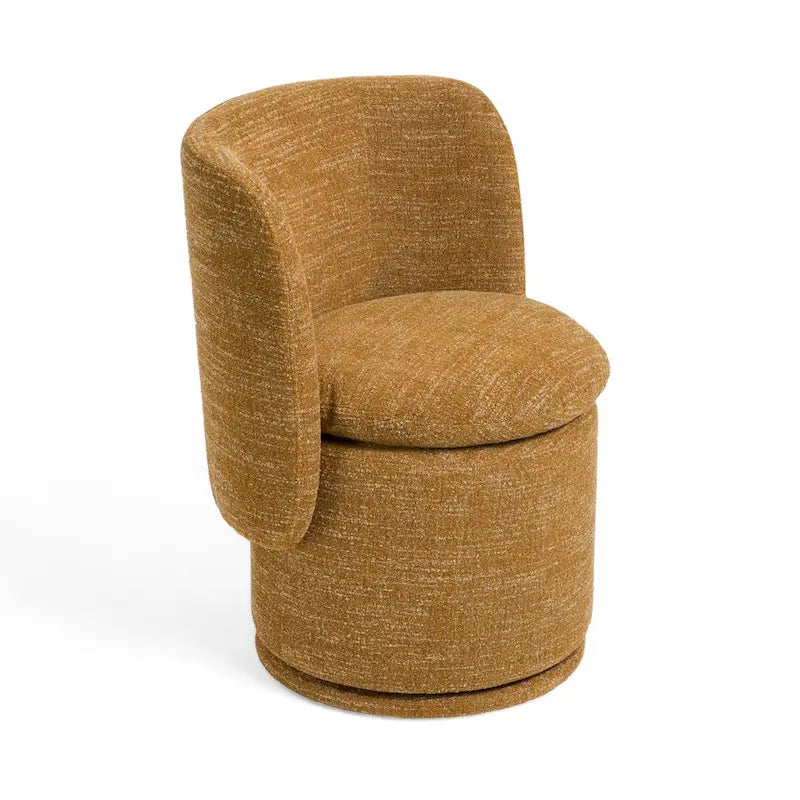 Reno Nori 26 Inch Swivel Dining Chair, Yellow Polyester, Solid Poplar Wood